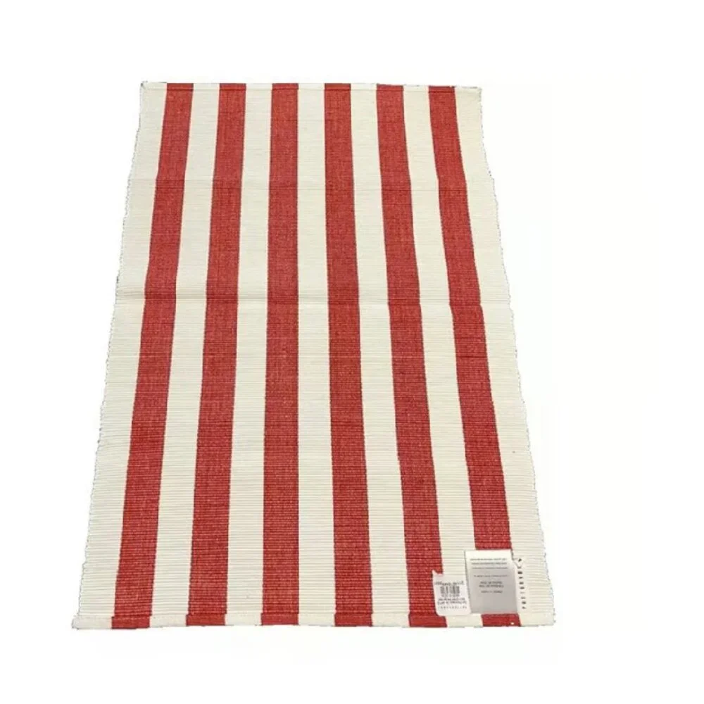 NEW S4 Pottery Barn Tabletop RED Raney Bold Striped Cotton Placemats Wide Stripe